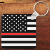 Dunne rode lijnbrandweerders heroes Amerikaanse vl Sleutelhanger (Achterkant)