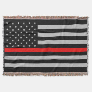 Dunne rode lijnvlag Fireman Throw Blanket Deken