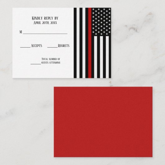 Dunne rode lijnvlag informatiekaartje (Voorkant / Achterkant)