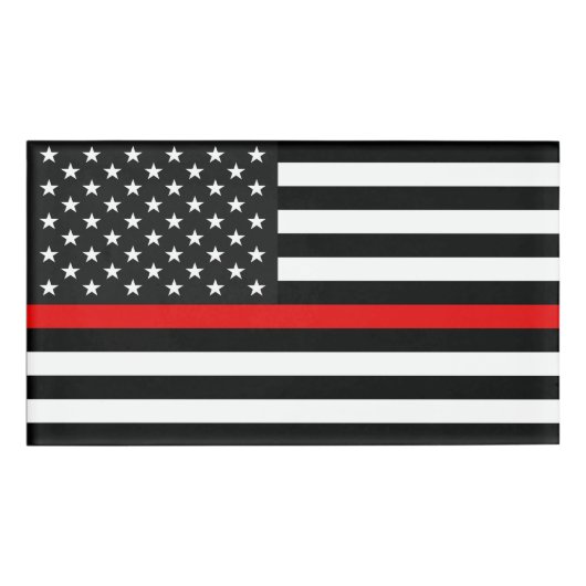 Dunne rode streekvlag van de Amerikaanse naamtag Naambadge (Voorkant)