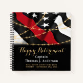Dunne Rood Line Flag Firefighter Retirement Guest Notitieboek (Voorkant)