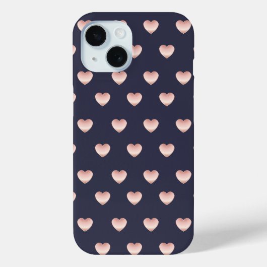 Dunne Roos Gold Pink Shiny Hearts Patroon Case-Mate iPhone Case (Achterkant)
