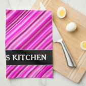 Dunne roze en magenta lijnpatroon + aangepaste naa theedoek (Quarter Fold)