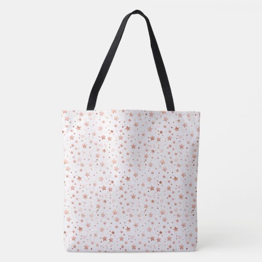 Dunne roze gouden sterren grote schoudertas tote bag (Voorkant)
