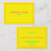 Dunne roze neonrand, geel visitekaartje (Voorkant / Achterkant)