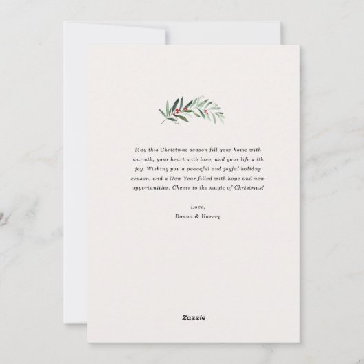 dunne script kerstboog  feestdagenkaart (Achterkant)