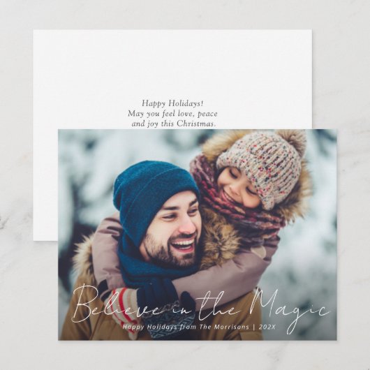 dunne scriptfoto kerstfeestdag - visitekaartje briefkaart (Voorkant / Achterkant)