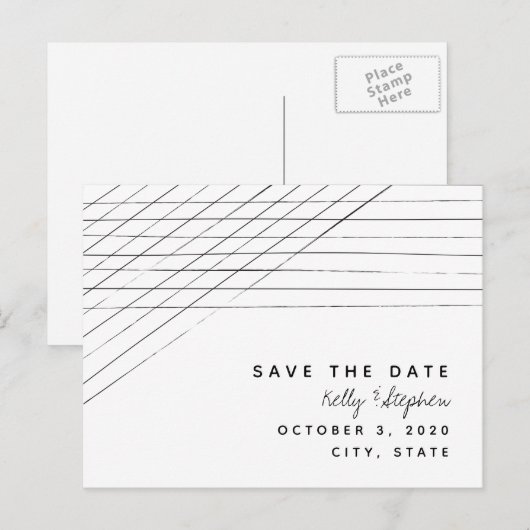 Dunne streepschuine kant Save the Date-Briefkaart Aankondigingskaart (Voorkant / Achterkant)