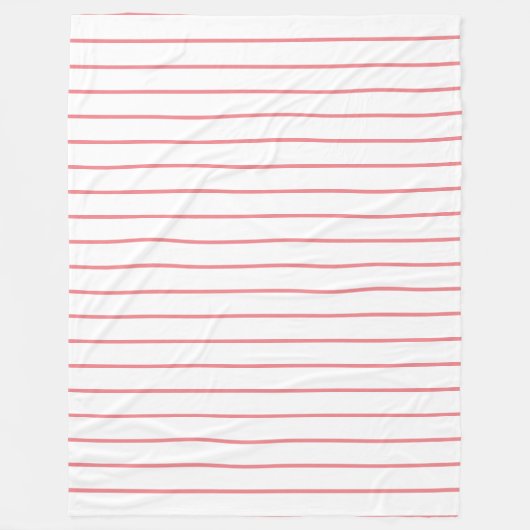 Dunne strepen, bleek roze op wit fleece deken (Voorkant)