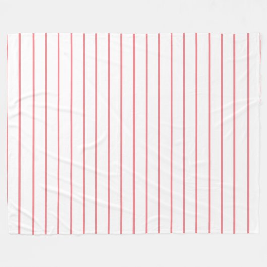 Dunne strepen, bleek roze op wit fleece deken (Voorkant (Horizontaal))