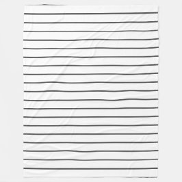 Dunne strepen, houtskool grijs op wit fleece deken