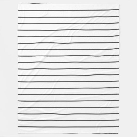 Dunne strepen, houtskool grijs op wit fleece deken (Voorkant)