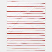 Dunne strepen, karmozijnrood op wit fleece deken (Voorkant)