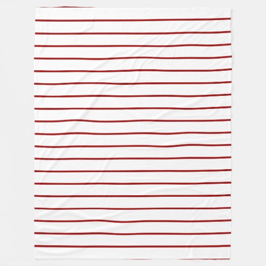 Dunne strepen, karmozijnrood op wit fleece deken (Voorkant)