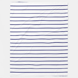 Dunne strepen, marineblauw op wit fleece deken