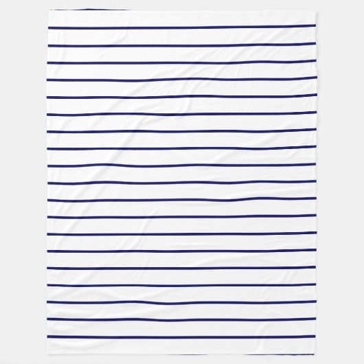 Dunne strepen, marineblauw op wit fleece deken (Voorkant)