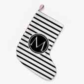 Dunne strepen patroon en monogram kleine kerstsok (Voorkant (Hangend))