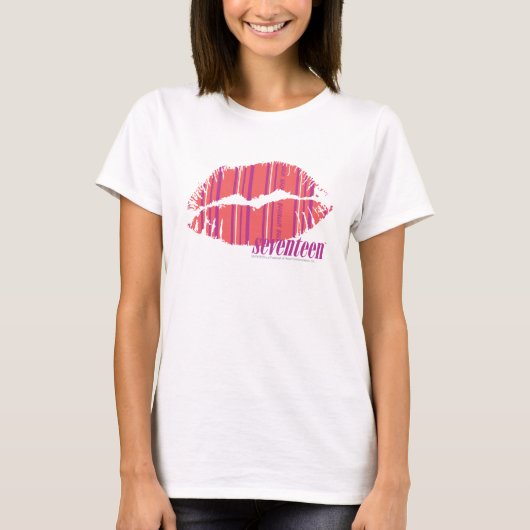 Dunne strepen roze t-shirt (Voorkant)