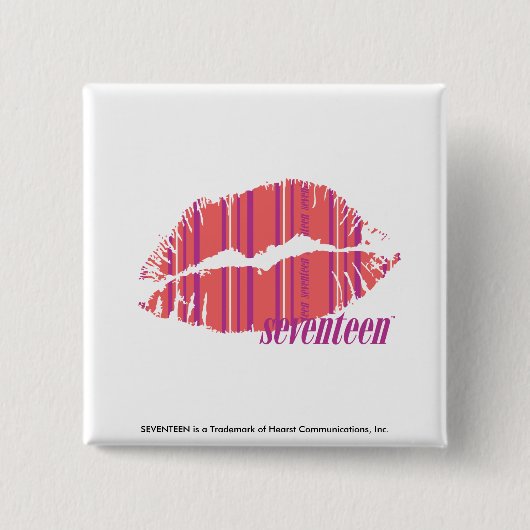 Dunne strepen roze vierkante button 5,1 cm (Voorkant)