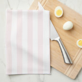 Dunne strepen - wit en Bleek roze Theedoek (Quarter Fold)