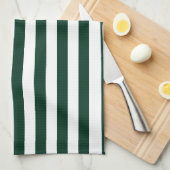 Dunne strepen - wit en donkergroen theedoek (Quarter Fold)