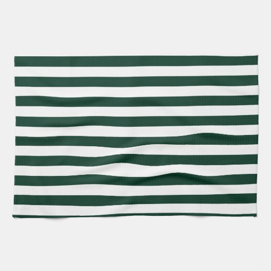 Dunne strepen - wit en donkergroen theedoek (Horizontaal)