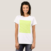 Dunne strepen - wit en fluorescerend geel t-shirt (Voorkant volledig)