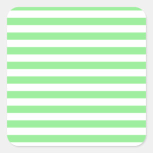 Dunne strepen - wit en licht groen vierkante sticker