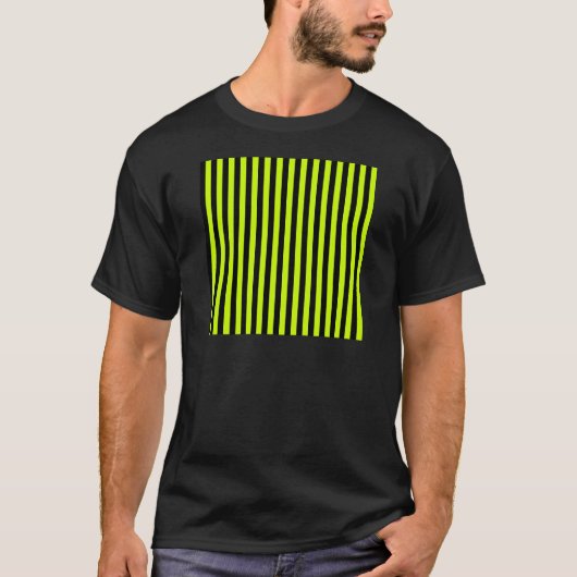 Dunne strepen - zwart en fluorescerend geel t-shirt (Voorkant)