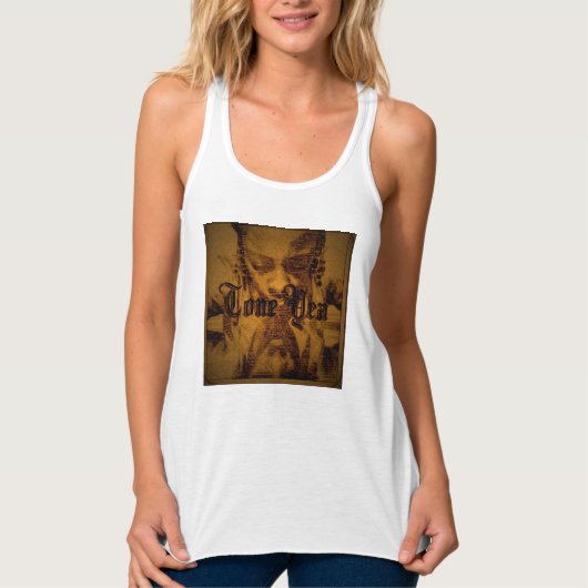 Dunne Tone Yea' racerback tanktop voor dames (Voorkant)