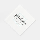 Dunne turquoise servetten met achternaam (Hoek)