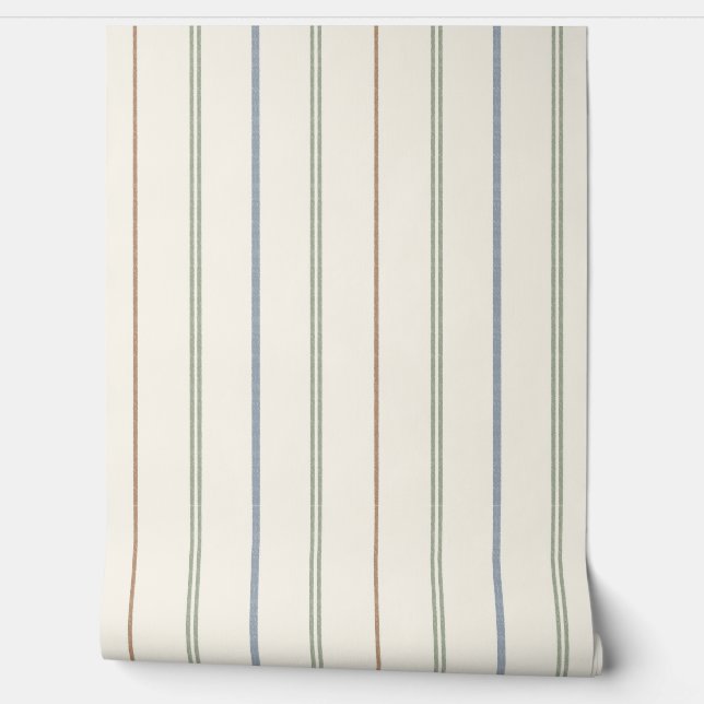 Dunne verticale streeppatroon Boho neutraal aardse Behang (Afrollen)