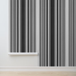 Dunne Verticale Strepen Modern Zwart Wit & Grijs Behang