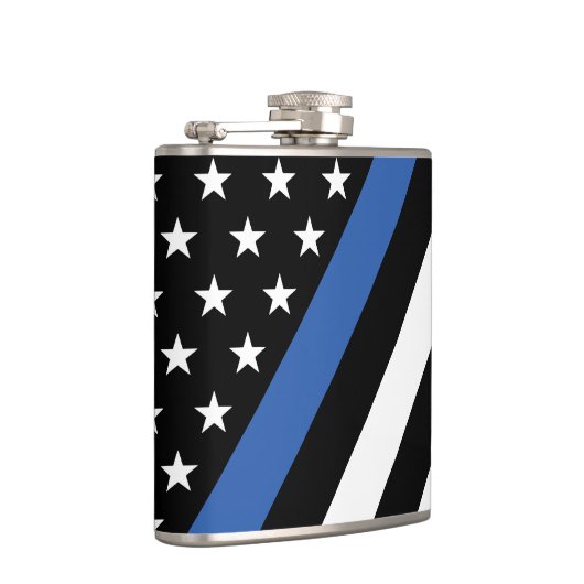 Dunne Vlagkolf met blauwe lijn Heupfles (Rechts)