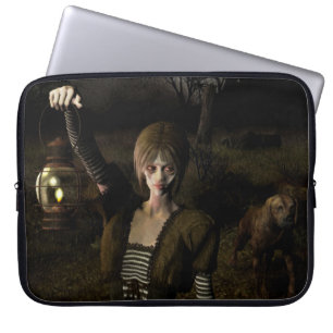 Dunne vrouw die lamp draagt laptop sleeve