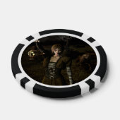 Dunne vrouw die lamp draagt poker chips (Enkel)
