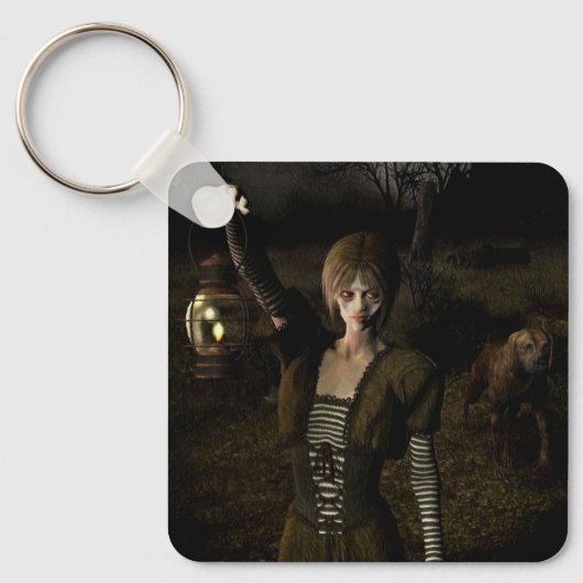 Dunne vrouw die lamp draagt sleutelhanger (Voorkant)