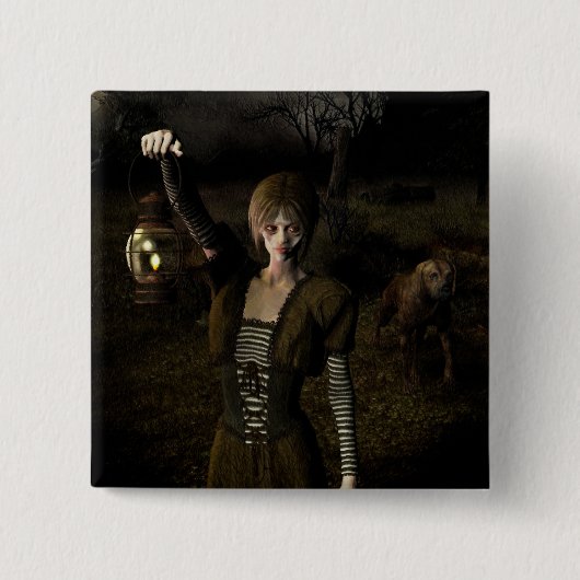 Dunne vrouw die lamp draagt vierkante button 5,1 cm (Voorkant)