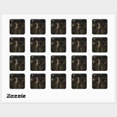 Dunne vrouw die lamp draagt vierkante sticker (Vel)