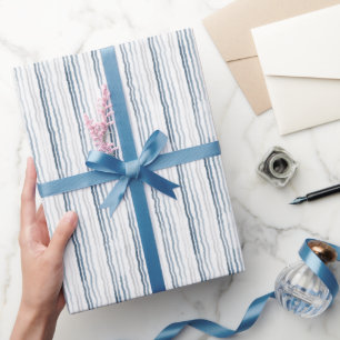 Dunne waterverfstrepen, leigrijs, grijs op wit cadeaupapier