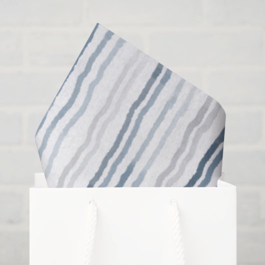 Dunne waterverfstrepen, leigrijs, grijs op wit tissuepapier (Cadeauzakje)