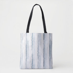 Dunne waterverfstrepen, leigrijs, grijs op wit tote bag