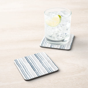 Dunne waterverfstrepen, leisteenblauw, grijs, wit bier onderzetter