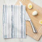 Dunne waterverfstrepen, leisteenblauw, grijs, wit theedoek (Quarter Fold)
