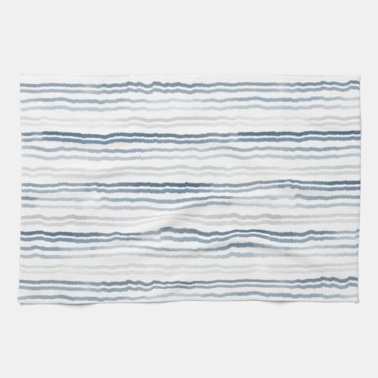 Dunne waterverfstrepen, leisteenblauw, grijs, wit theedoek (Horizontaal)