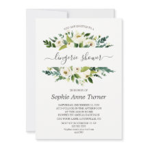 Dunne witte bloemencalligrafie lingerie shower