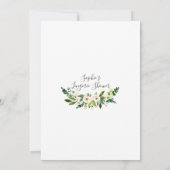 Dunne witte bloemencalligrafie lingerie shower kaart (Achterkant)