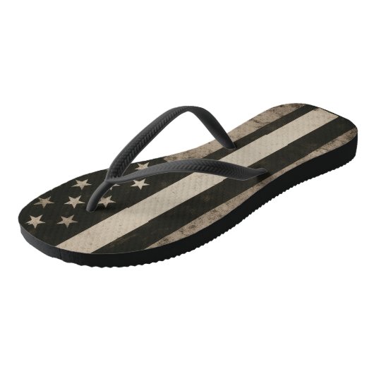 Dunne witte lijn Amerikaanse vlag Teenslippers (Schuin)