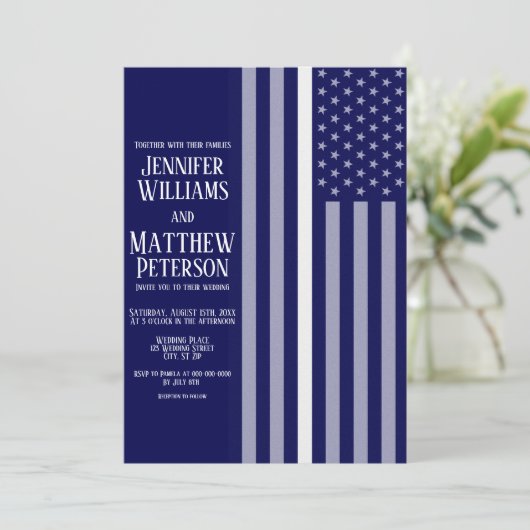 Dunne Witte Lijn Doc/Nurse/EMS Vlag Trouwen Kaart (Staand voorkant)