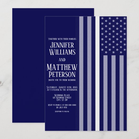 Dunne Witte Lijn Doc/Nurse/EMS Vlag Trouwen Kaart (Voorkant / Achterkant)